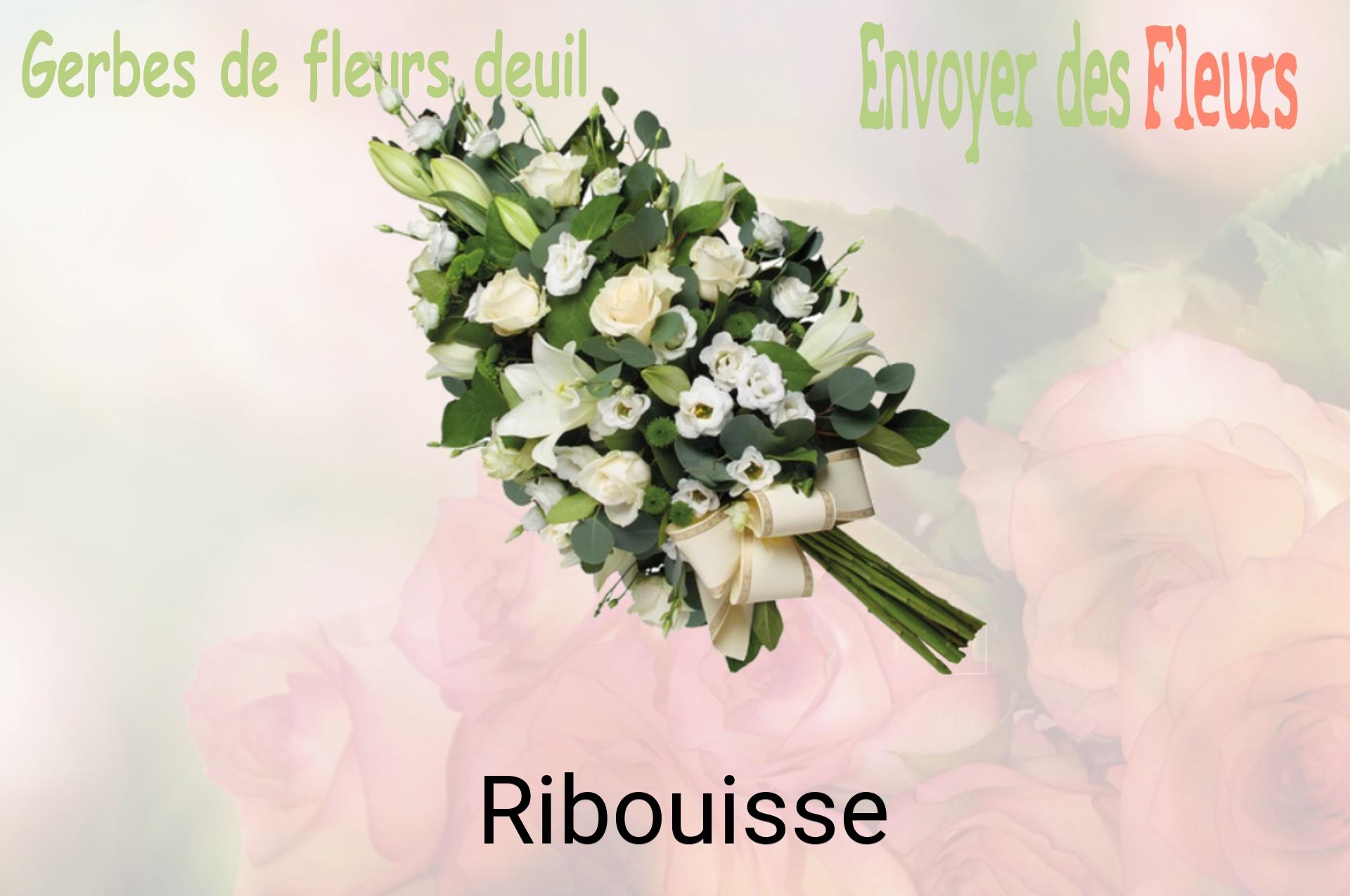 Gerbe de fleurs de deuil livrée à Ribouisse